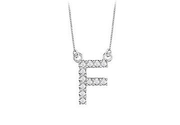 Petite Baby Charm Diamond F Initial Pendant  14K White Gold - 0.20 CT Diamonds