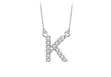 Petite Baby Charm Diamond K Initial Pendant  14K White Gold - 20 CT Diamonds