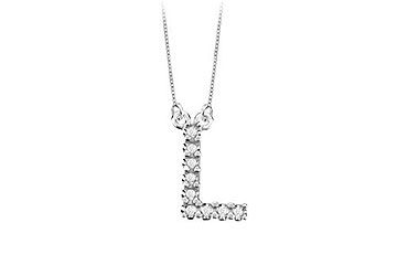 Petite Baby Charm Diamond L Initial Pendant  14K White Gold - 0.20 CT Diamonds