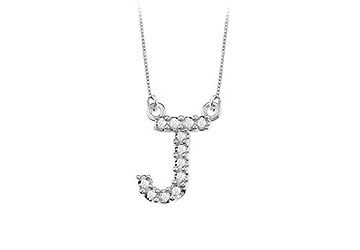 Petite Baby Charm Diamond J Initial Pendant  14K White Gold - 0.20 CT Diamonds