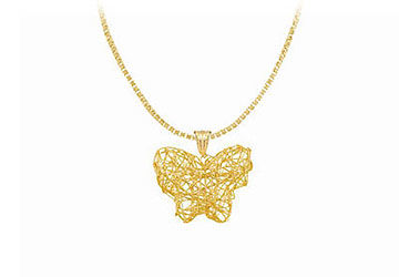 14K Yellow Gold Wire Butterfly Pendant