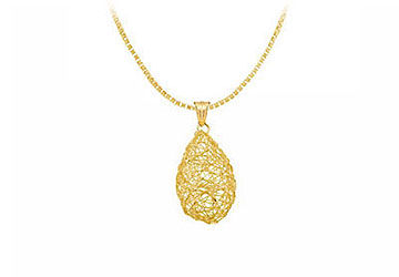 14K Yellow Gold Wire Pear Shaped Pendant