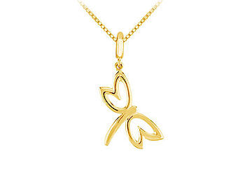 14K Yellow Gold Petite Dragonfly Charm Pendant
