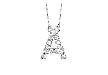 Petite Baby Charm Diamond A Initial Pendant  14K White Gold - 0.20 CT Diamonds