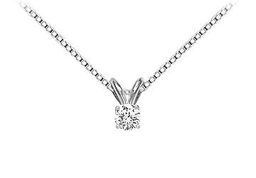 14K White Gold  Round Diamond Solitaire Pendant - 0.15 CT TW.