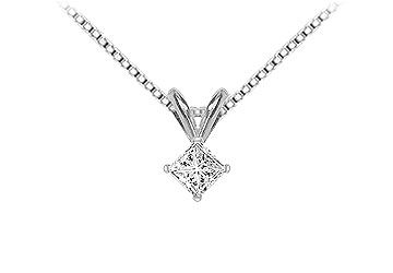 14K White Gold  Princess Cut Diamond Solitaire Pendant - 0.25 CT. TW.