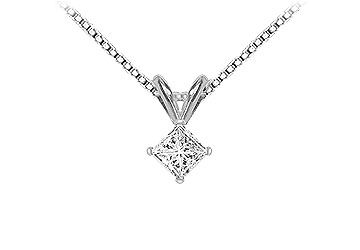 14K White Gold  Princess Cut Diamond Solitaire Pendant - 0.33 CT. TW.