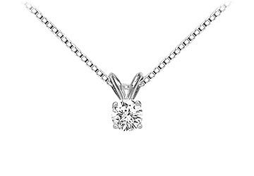 14K White Gold  Round Diamond Solitaire Pendant - 0.25 CT. TW.