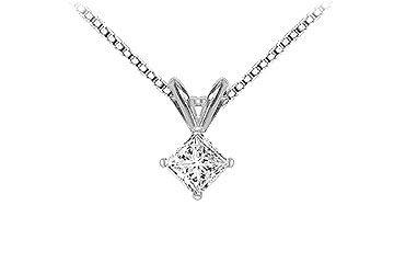 14K White Gold  Princess Cut Diamond Solitaire Pendant - 0.50 CT. TW.