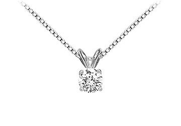 14K White Gold  Round Diamond Solitaire Pendant - 0.33 CT. TW.