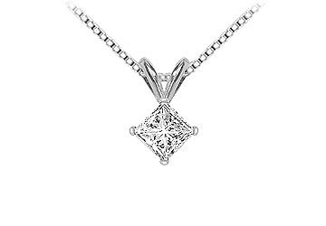 14K White Gold  Princess Cut Diamond Solitaire Pendant - 1.00 CT. TW.