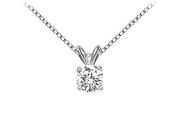 14K White Gold  Round Diamond Solitaire Pendant - 0.75 CT. TW.