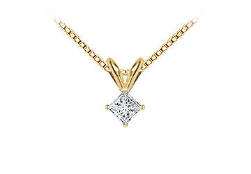 14K Yellow Gold  Princess Cut Diamond Solitaire Pendant - 0.15 CT. TW.