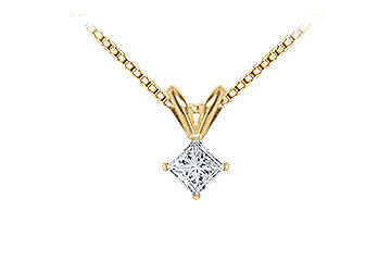 14K Yellow Gold  Princess Cut Diamond Solitaire Pendant - 0.25 CT. TW.