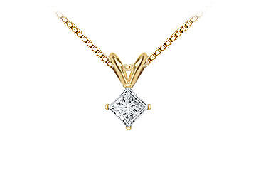 14K Yellow Gold  Princess Cut Diamond Solitaire Pendant - 0.33 CT. TW.