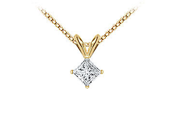 14K Yellow Gold  Princess Cut Diamond Solitaire Pendant - 0.50 CT. TW.
