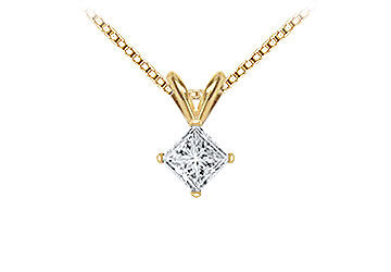 14K Yellow Gold  Princess Cut Diamond Solitaire Pendant - 0.75 CT. TW.