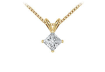 14K Yellow Gold  Princess Cut Diamond Solitaire Pendant - 1.00 CT. TW.