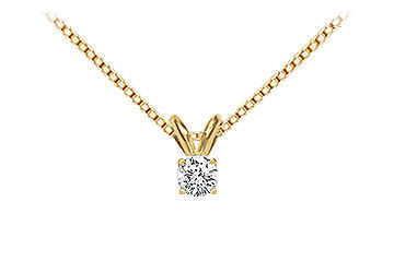 14K Yellow Gold  Round Diamond Solitaire Pendant - 0.15 CT. TW.