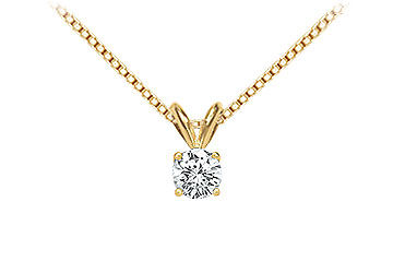 14K Yellow Gold  Round Diamond Solitaire Pendant - 0.25 CT. TW.