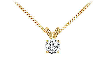 14K Yellow Gold  Round Diamond Solitaire Pendant - 0.33 CT. TW.