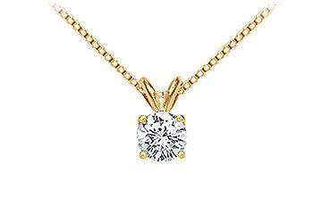 14K Yellow Gold  Round Diamond Solitaire Pendant - 0.75 CT.TW.