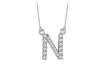 Petite Baby Charm Diamond N Initial Pendant  14K White Gold - 0.20 CT Diamonds