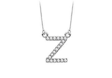 Petite Baby Charm Diamond Z Initial Pendant  14K White Gold - 0.20 CT Diamonds