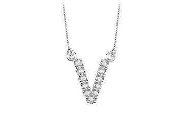 Petite Baby Charm Diamond V Initial Pendant  14K White Gold - 0.20 CT Diamonds