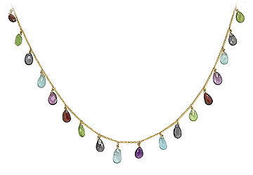 Multicolor Gemstone Necklace  14K Yellow Gold - 25.00 CT TGW
