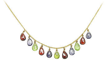 Multicolor Gemstone Necklace  14K Yellow Gold - 7.00 CT TGW