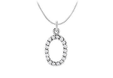 Diamond Numeric 0 Charm Pendant  14K White Gold - 0.08 CT Diamonds