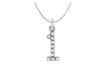 Diamond Numeric 1 Charm Pendant  14K White Gold - 0.05 Diamonds