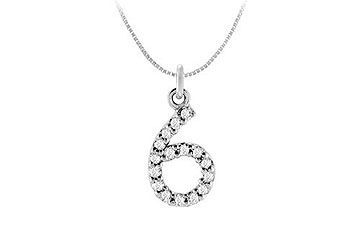 Diamond Numeric 6 Charm Pendant  14K White Gold - 0.07 CT Diamonds