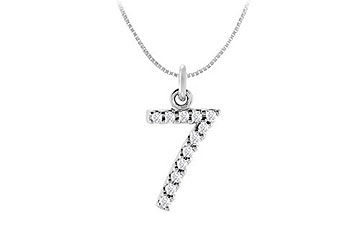Diamond Numeric 7 Charm Pendant  14K White Gold - 0.05 CT Diamonds