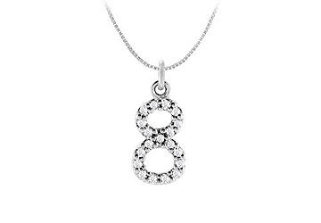 Diamond Numeric 8 Charm Pendant  14K White Gold - 0.08 CT Diamonds