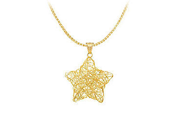 14K Yellow Gold Wire Star Pendant
