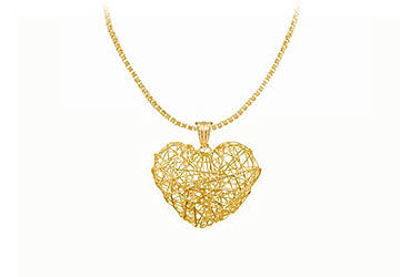 14K Yellow Gold Wire Heart Pendant