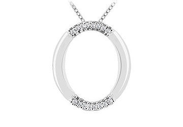 Diamond Oval Pendant  14K White Gold - 0.10 CT Diamonds