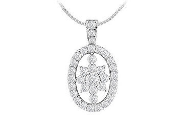 Diamond Flower Pendant  14K White Gold - 1.00 CT Diamonds