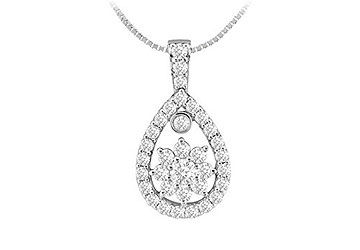 Diamond Pear Shaped Pendant  14K White Gold - 1.00 CT Diamonds