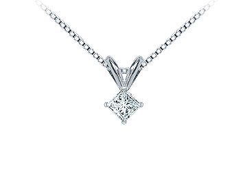 Platinum  Princess Cut Diamond Solitaire Pendant - 0.15 CT. TW.
