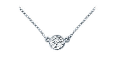 Platinum  Bezel Set Round Diamond Solitaire Pendant - 0.15 CT. TW.