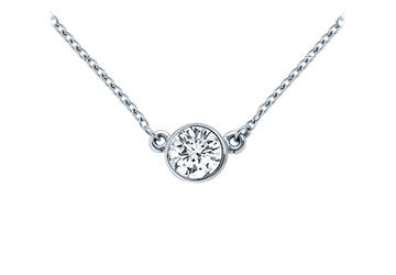 Platinum  Bezel Set Round Diamond Solitaire Pendant - 0.25 CT. TW.