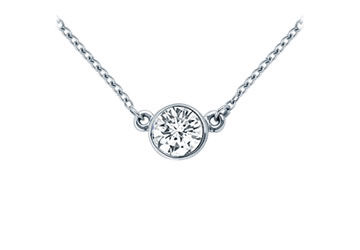 Platinum  Bezel Set Round Diamond Solitaire Pendant - 0.33 CT. TW.
