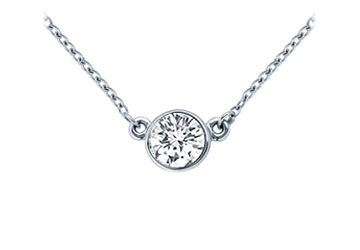 Platinum  Bezel Set Round Diamond Solitaire Pendant - 0.50 CT. TW.
