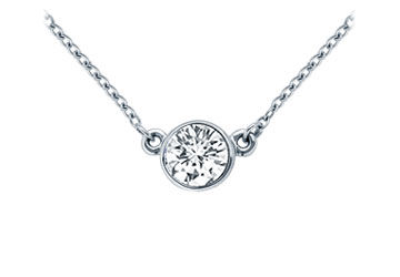Platinum  Bezel Set Round Diamond Solitaire Pendant - 0.75 CT. TW.