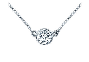 Platinum  Bezel Set Round Diamond Solitaire Pendant - 1.00 CT. TW.