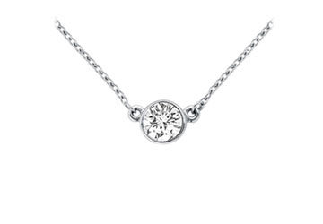14K White Gold  Bezel Set Round Diamond Solitaire Pendant - 0.15 CT. TW.