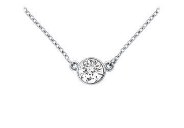14K White Gold  Bezel Set Round Diamond Solitaire Pendant - 0.25 CT. TW.